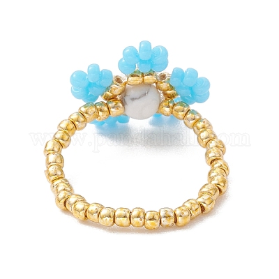 Круглые бусины с кольцами из бусин из драгоценных камней RJEW-MZ00015-04-1