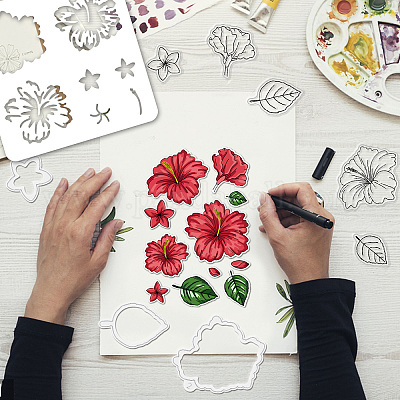 1 лист пластиковых штампов из ПВХ с 1 трафаретами для резки из углеродистой стали и 1 наборами трафаретов для рисования домашних животных DIY-GL0009-04-1