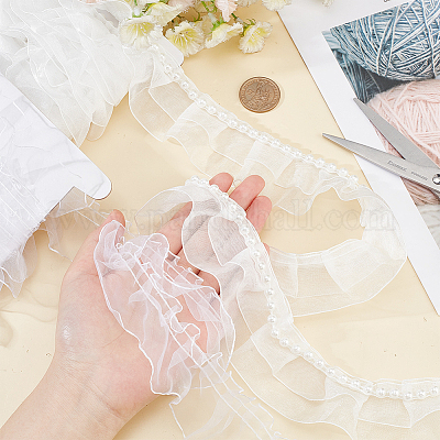 5 ярд атласного шифона с двойной кружевной отделкой OCOR-FG0001-70-1