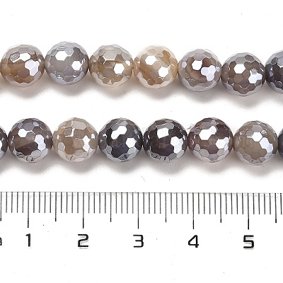 Гальванические нити круглых бусин из натурального ботсванского агата G-L598-A03-02-1