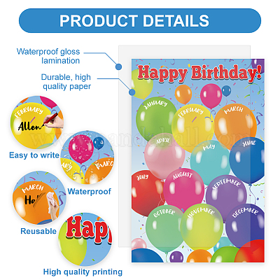 2шт многоразовые плакаты с надписью «С Днем Рождения» AJEW-WH0671-010-1