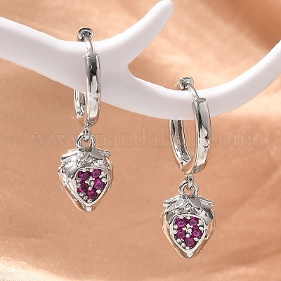 Латунные кубических серьги циркония обруч EJEW-Q015-01P-E-1