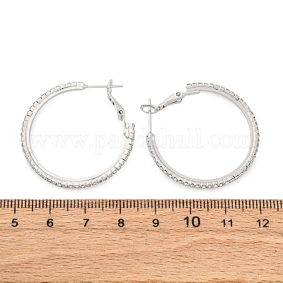 Латунные микро проложить серьги стержня кубического циркония EJEW-R025-32P-1