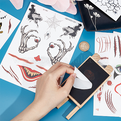 9 лист 9 стиля Хэллоуин временные татуировки на лице&nbsp;STIC-WH0003-005-1