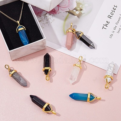 10шт 10 стиля смешанные драгоценные камни с двойным концом заостренные подвески G-SZ0001-41-1