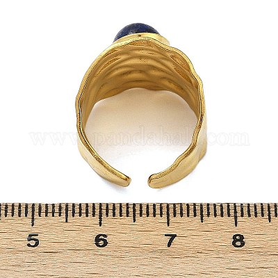 Кольца-манжеты из нержавеющей стали 316 с натуральными смешанными драгоценными камнями RJEW-Z098-01G-16-1