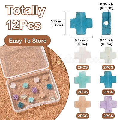 12 шт. 6 вида бусин из натурального пренита G-YW0002-29-1