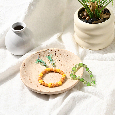 1 шт. плоский круглый мраморный настольный лоток для хранения&nbsp;AJEW-BBC0002-56-1