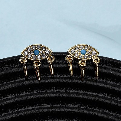 Серьги-гвоздики с микропаве из кубических цирконий из латуни EJEW-K267-14G-1