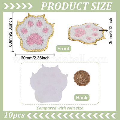 10 шт. полиэстеровые нашивки с отпечатками лап PATC-FG0002-76-1