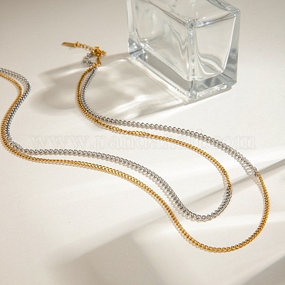 Двухслойные витые цепочки из нержавеющей стали 304 для женщин NJEW-K288-03GP-1