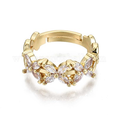 Регулируемые латунные кольца с прозрачным кубическим цирконием RJEW-S044-141-NF-1