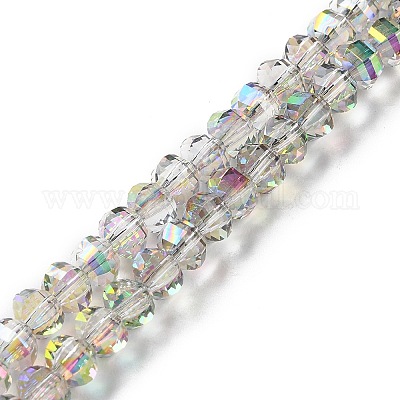 Прозрачные стеклянные бусины гальваническим пряди GLAA-Q099-H01-08-1