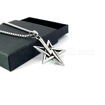 Модные ожерелья из нержавеющей стали с подвеской в виде пентаграммы молнии для унисекс UO3264-1