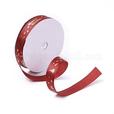 20 ярд атласная лента из полиэстера с рождественским принтом SRIB-P021-B01-1