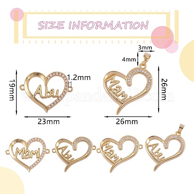 6шт 6 стиля латунные микро проложить прозрачные кубические циркониевые звенья ZIRC-SZ0001-50-1