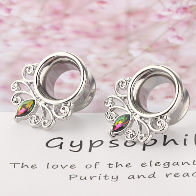 Беруши для ушей из хирургической нержавеющей стали 316l с цветными стразами и конским глазом WG2285B-07-1