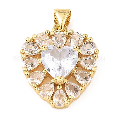 Подвески из настоящего 18-каратного золота с латунным покрытием из кубического циркония с микропаве ZIRC-L100-142G-01-1