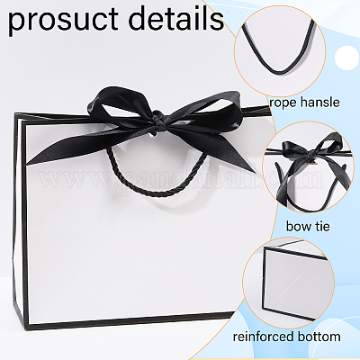 Бумажные подарочные пакеты с ручками и шелковой лентой ABAG-WH0044-56-1