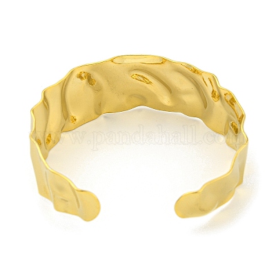 Ионное покрытие (ip) 304 нержавеющая сталь текстурированные открытые браслеты-манжеты для женщин STAS-M001-15G-1