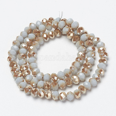 Гальванизировать непрозрачные сплошной цвет стеклянные бусы пряди EGLA-A034-P4mm-K10-1