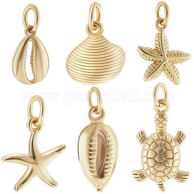 24шт 6 стиля латунные подвески KK-BBC0014-37-1