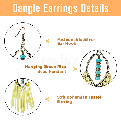 3 пара двухцветных серег-люстр с кисточками из искусственной кожи EJEW-FI0002-37-1