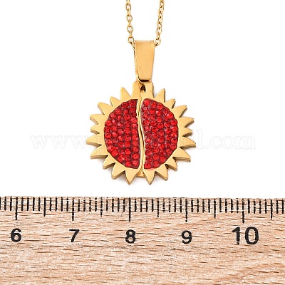 304 нержавеющая сталь полимерная глина стразы солнце открывающиеся подвески ожерелья для женщин NJEW-Z065-10G-02-1