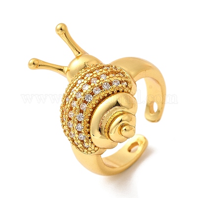 Открытые манжеты из латуни с микропаве и прозрачным цирконием для женщин RJEW-I111-03G-01-1