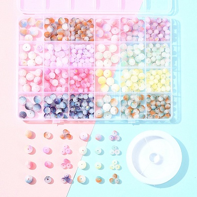 648 шт. 24 вида стеклянных бусин с эффектом кракле DGLA-FS0001-12-1