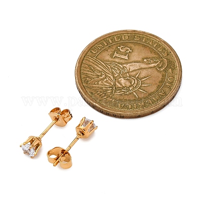 Серьги-гвоздики из нержавеющей стали 304 с микропаве из прозрачных кубических цирконий EJEW-P299-01B-G-1