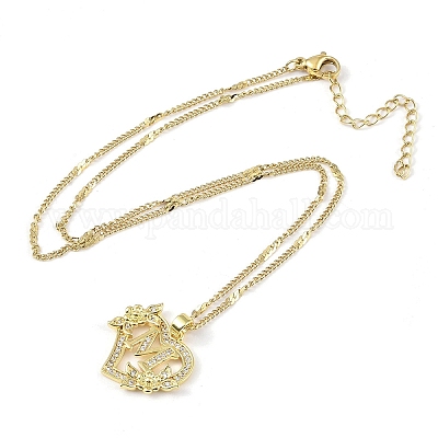 Ожерелья с подвеской в форме сердца из нержавеющей стали 304 с кубическим цирконием NJEW-H029-01G-M-1