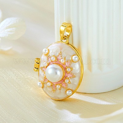 Латунь эмаль Locket подвески KK-F912-04B-G-1