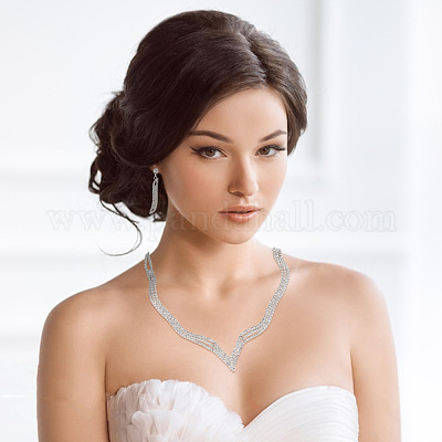 5 комплект из 5 стилей: серьги-гвоздики в форме капли со стразами и ожерелье-лариат с подвеской SJEW-AN0001-42-1