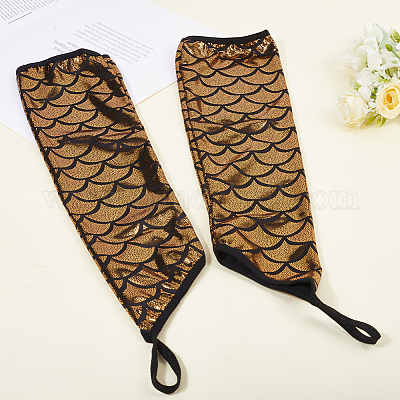 Перчатки из полиэстера с рыбьей чешуей AJEW-WH20006-222D-1