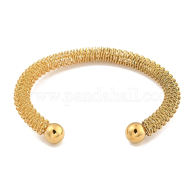 Ионное покрытие (IP) полые браслеты-манжеты из нержавеющей стали 304 для женщин и мужчин BJEW-P331-13G-1