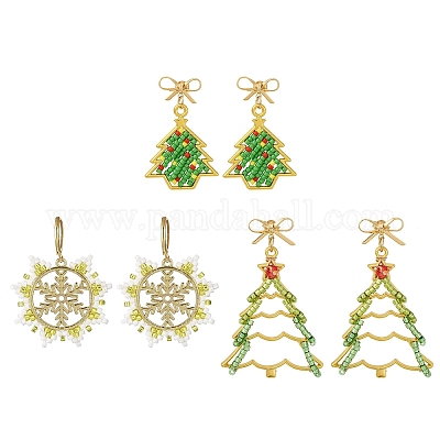 3 пара серег-гвоздиков из латуни и комплект серег с застежкой-рустиком из нержавеющей стали 304 EJEW-MZ00496-1