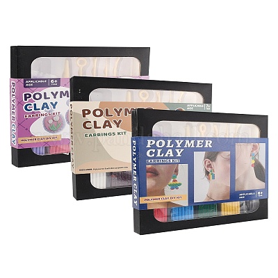 Наборы для самостоятельного изготовления висячих сережек из полимерной глины DIY-YWC0005-05A-1