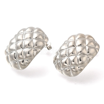 Стойка металлизированный прямоугольник латунные серьги-гвоздики EJEW-I310-06P-1