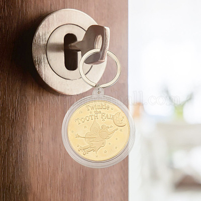 6шт. наборы пластиковых подвесок-брелоков в виде памятной монеты KEYC-FH0001-50-1