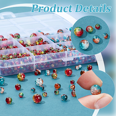 1340 шт. 6 стиля двухцветные прозрачные стеклянные бусины с эффектом кракле GLAA-PH0003-16-1