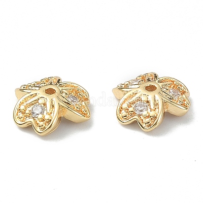 Латунные колпачки для бусин из прозрачного кубического циркония KK-B072-20G-1