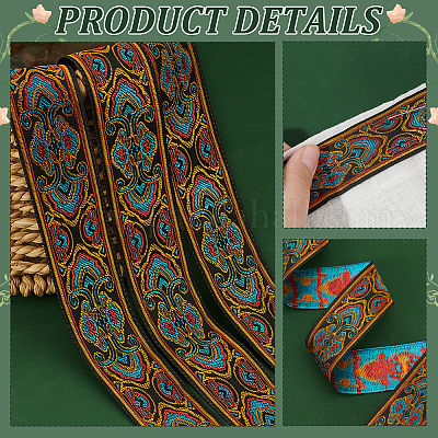 Жаккардовые ленты из полиэстера и цветов в этническом стиле длиной 7 м. OCOR-WH0091-72B-01-1