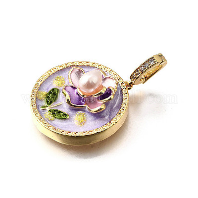 Латунные подвески с микропаве из кубического циркония и эмали KK-R222-10G-02-1