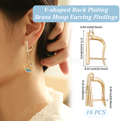 5 пара серег-колец с V-образным креплением из латуни с покрытием KK-ME0002-47-1
