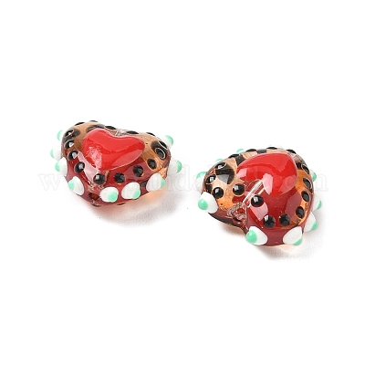 Запекаемые стеклянные бусины с рисунком в виде сердца LAMP-V001-09B-1