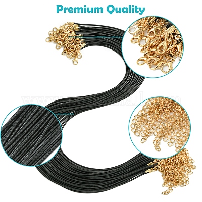 Изготовление ожерелья из черного вощеного шнура 36 шт. NCOR-FS0001-05G-1