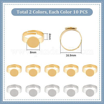 20 шт. 2 стиля регулируемых колец для пальцев из нержавеющей стали 304 STAS-UN0057-19A-1