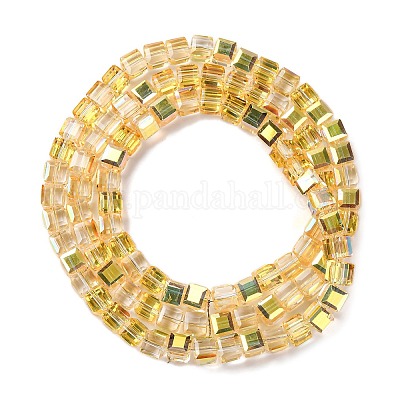 Стеклянные бусины с гальваническим покрытием  EGLA-H108-01A-AB06-1