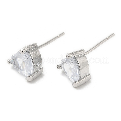 Серьги-гвоздики в форме сердца с кристаллами и стразами EJEW-D059-01P-1